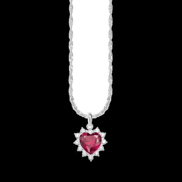 Halsketten*Thomas Sabo Kette mit Anhänger Romance Herz Rot Silber KE2305-013-010