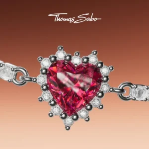 Halsketten*Thomas Sabo Kette mit Anhänger Romance Herz Rot Silber KE2305-013-010