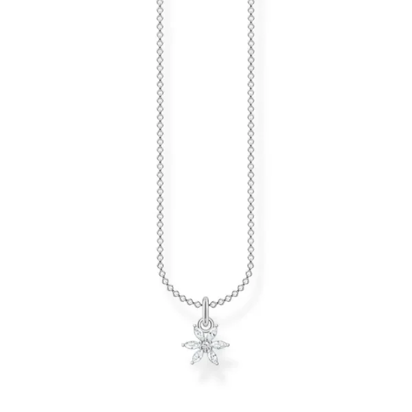 Halsketten*Thomas Sabo SCKE150326 Halskette mit Anhänger Damen Blume Weiße Steine Silber