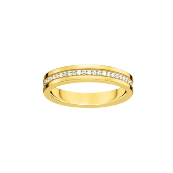 Ringe*Thomas Sabo TR2117-414-14 Bandring Damen Weiße Steine Silber Vergoldet