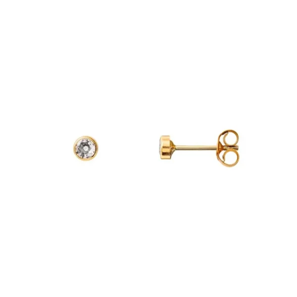 Ohrschmuck*Xenox XG14K4044G Ohrstecker Ohrringe Fine Zarge Zirkonia Ø 3 mm Gelbgold 585/-